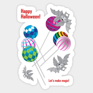 Sweet Halloween. Little bats give you lollipops Sticker